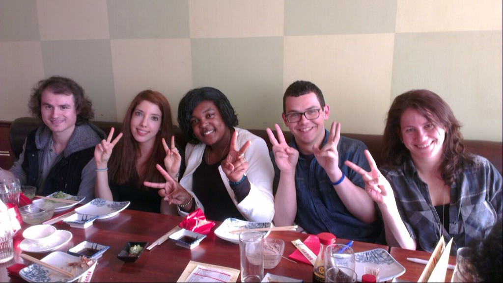 Eating sushi with my students of my Japanese class (part of class)