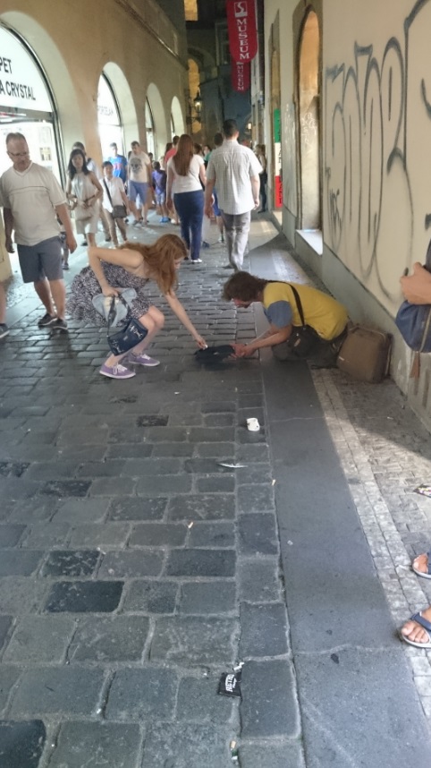 Beggar in the street of Prague, Czech Republic. I hope he is doing well :(.
