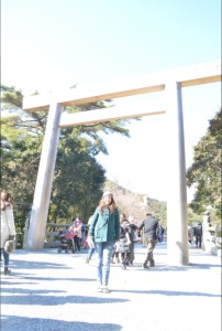 Me at Ise Jingu, in front of a torii.